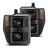 AlphaRex 08-10 Ford F250-550 PRO-Series Projector headlights Alpha-Black w/Activ Light/Seq Signal - Burkken Auto Parts