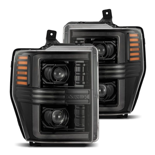 AlphaRex 08-10 Ford F250-550 PRO-Series Projector headlights Alpha-Black w/Activ Light/Seq Signal - Burkken Auto Parts