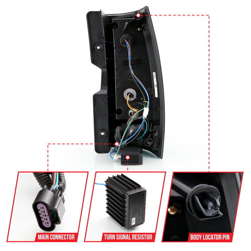 ANZO 2007-2014 Chevy Tahoe LED Taillight Plank Style Black w/Smoke Lens - Burkken Auto Parts