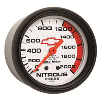 AutoMeter Gauge Nitrous Pressure 2-5/8in. 2000PSI Mechanical Chevy Red Bowtie White - Burkken Auto Parts