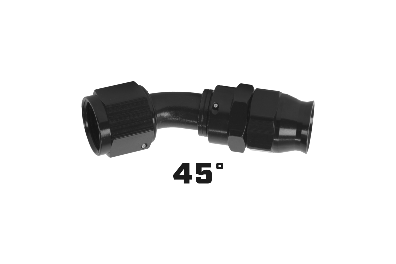 Aeromotive PTFE Hose End - AN-12 - 45 Deg - Black Anodized - Burkken Auto Parts