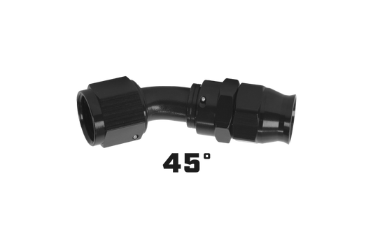 Aeromotive PTFE Hose End - AN-10 - 45 Deg - Black Anodized