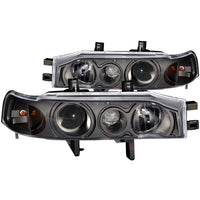 ANZO 1990-1993 Honda Accord Projector Headlights w/ Halo Black 1pc - Burkken Auto Parts
