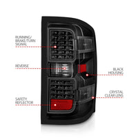 ANZO 15-19 Chevy Silverado 2500HD/3500HD (Factory Halogen Only) LED Tail Lights Black w/Clear Lens - Burkken Auto Parts