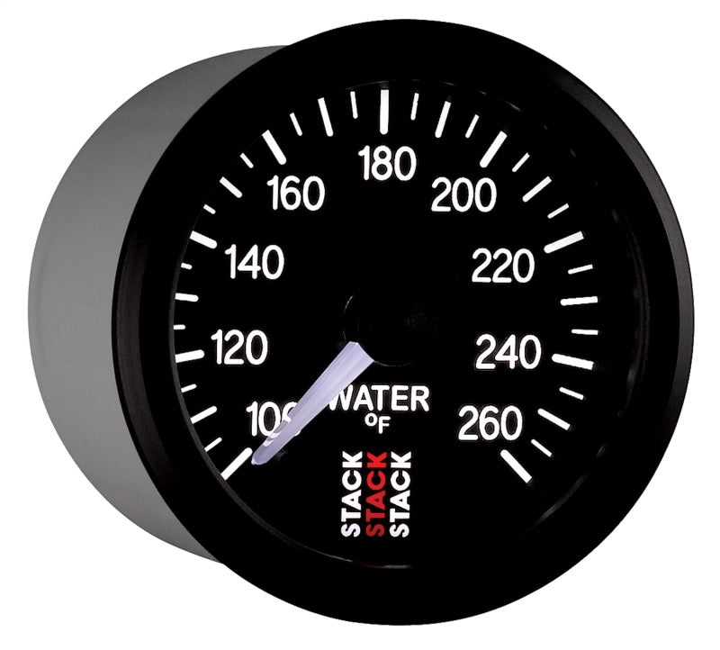 Autometer Stack 52mm 100-260 Deg F 1/8in NPTF Male Pro Stepper Motor Water Temp Gauge - Black - Burkken Auto Parts