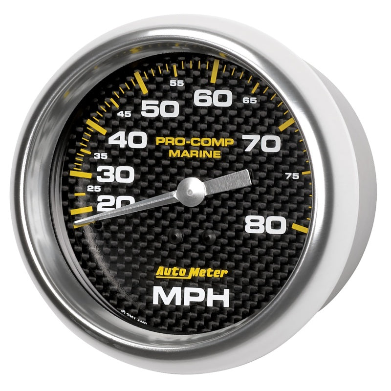 Autometer Gauge Speedometer 3-3/8in 80MPH Mechanical Marine Carbon Fiber - Burkken Auto Parts
