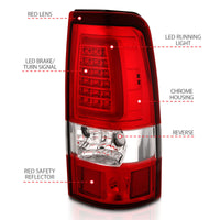 ANZO 2003-2006 Chevy Silverado 1500 LED Taillights Plank Style Chrome With Red/Clear Lens - Burkken Auto Parts