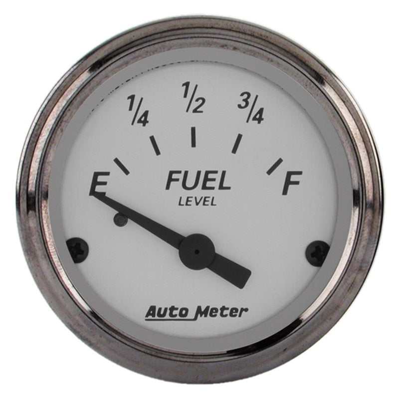 AutoMeter Gauge Fuel Level 2-1/16in. 73 Ohm(e) to 10 Ohm(f) Elec American Platinum - Burkken Auto Parts