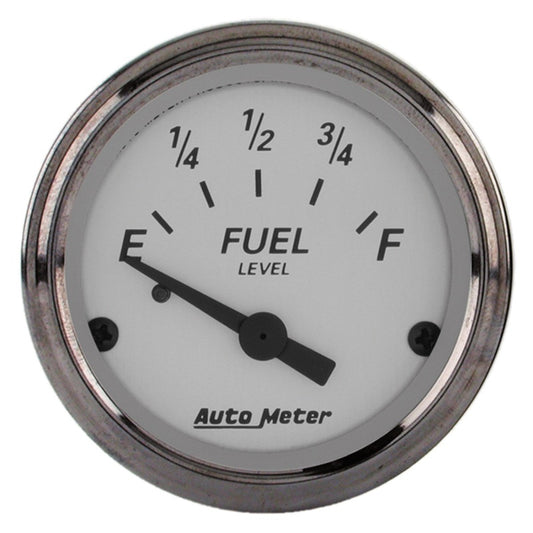 AutoMeter Gauge Fuel Level 2-1/16in. 73 Ohm(e) to 10 Ohm(f) Elec American Platinum - Burkken Auto Parts