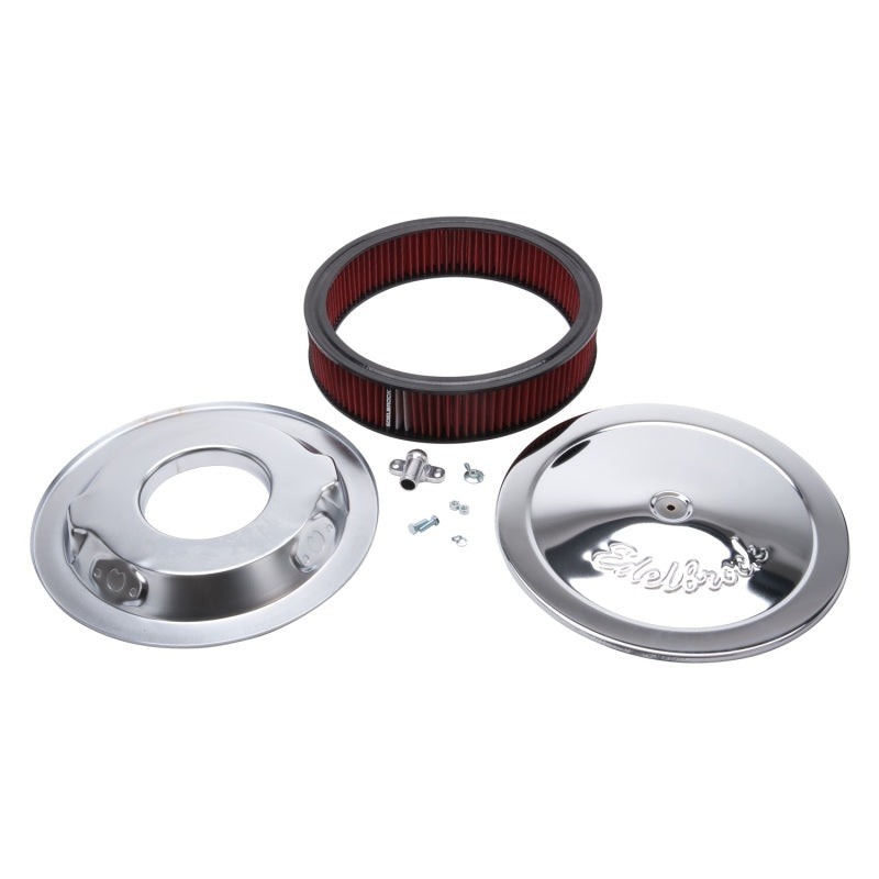 Edelbrock Air Cleaner Pro-Flo Series Round 14 In Diameter Cloth Element Chrome - Burkken Auto Parts