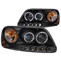 ANZO 1997.5-2003 Ford F-150 Projector Headlights w/ Halo and LED Black 1pc - Burkken Auto Parts