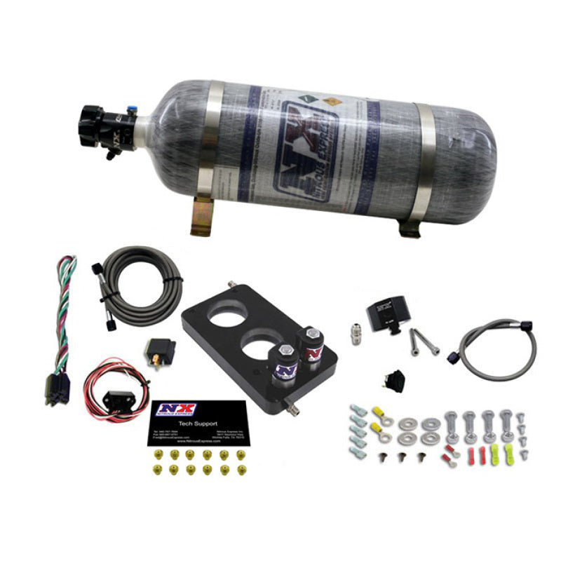 Nitrous Express 05-10 Ford Mustang 4.6L 3 Valve Nitrous Plate Kit (50-150HP) w/12lb Bottle - Burkken Auto Parts