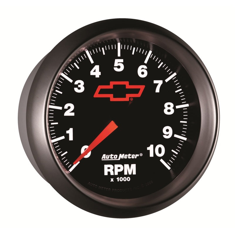 AutoMeter Gauge Tachometer 3-3/8in. 10K RPM In-Dash Chevy Red Bowtie Black - Burkken Auto Parts