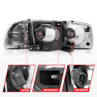 ANZO 99-17 GMC Sierra/Denali Headlights Black Amber (w/C Light Bars) - Burkken Auto Parts