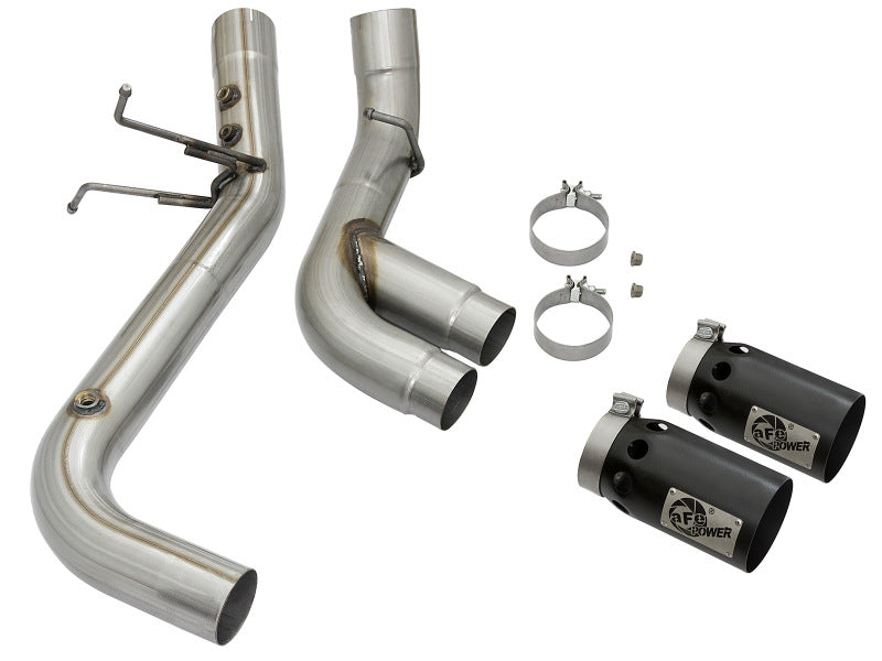 aFe Victory Series 4in 409-SS DPF-Back Exhaust w/ Dual Black Tips 2017 GM Duramax V8-6.6L(td) L5P - Burkken Auto Parts