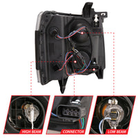 ANZO 07-13 Chevrolet Silverado 1500 Plank Style Projector Headlights Black w/ Amber - Burkken Auto Parts