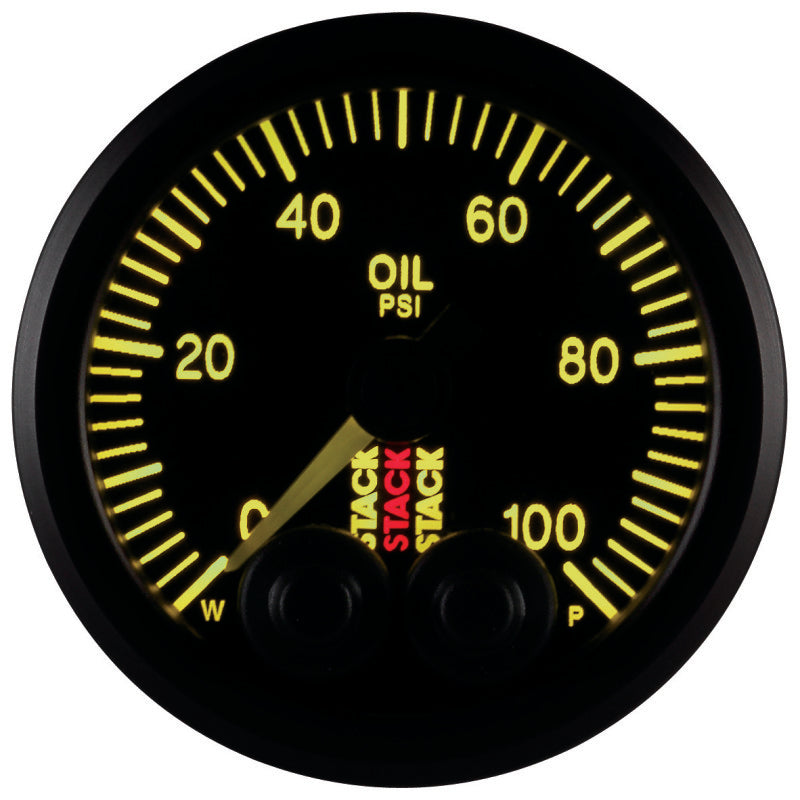Autometer Stack Instruments Pro Control 52mm 0-100 PSI Oil Pressure Gauge - Black (1/8in NPTF Male) - Burkken Auto Parts