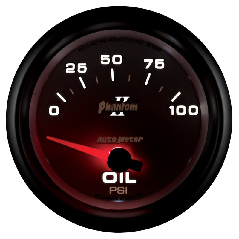 Autometer Phantom II 2 5/8in 0-100 PSI Short Sweep Electronic Oil Pressure Gauge - Burkken Auto Parts