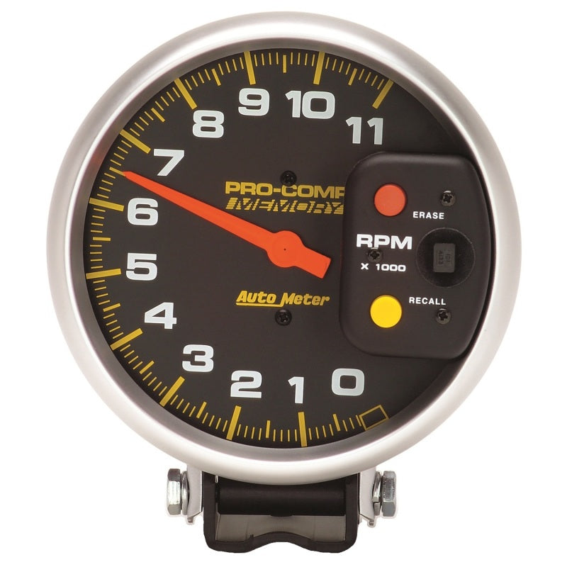 Autometer Pro-Comp 5in 0-11000 RPM Pedestal w/Peak Memory Tachometer - Burkken Auto Parts