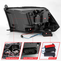 ANZO 2009-2018 Dodge Ram 1500 Led Projector Plank Style Switchback H.L Halo Black Amber (OE Style) - Burkken Auto Parts
