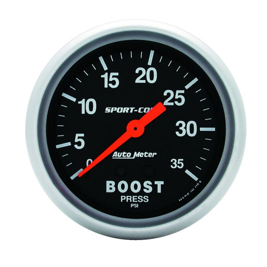 Autometer Sport-Comp 66.7mm 0-35 PSI Mechanical Boost Gauge - Burkken Auto Parts