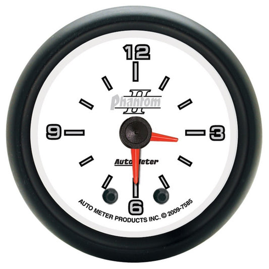 Autometer Phantom II 2-1/16in 12HR Analog Clock Gauge - Burkken Auto Parts