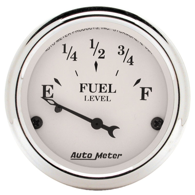 Autometer 2-1/16in 0-90 Fuel Level Air-Core GM Old Tyme White Gauge - Burkken Auto Parts