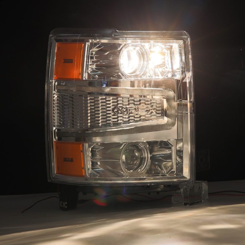 AlphaRex 14-15 Chevy 1500 PRO-Series Projector Headlights Chrome w/Sequential Signal &  DRL - Burkken Auto Parts