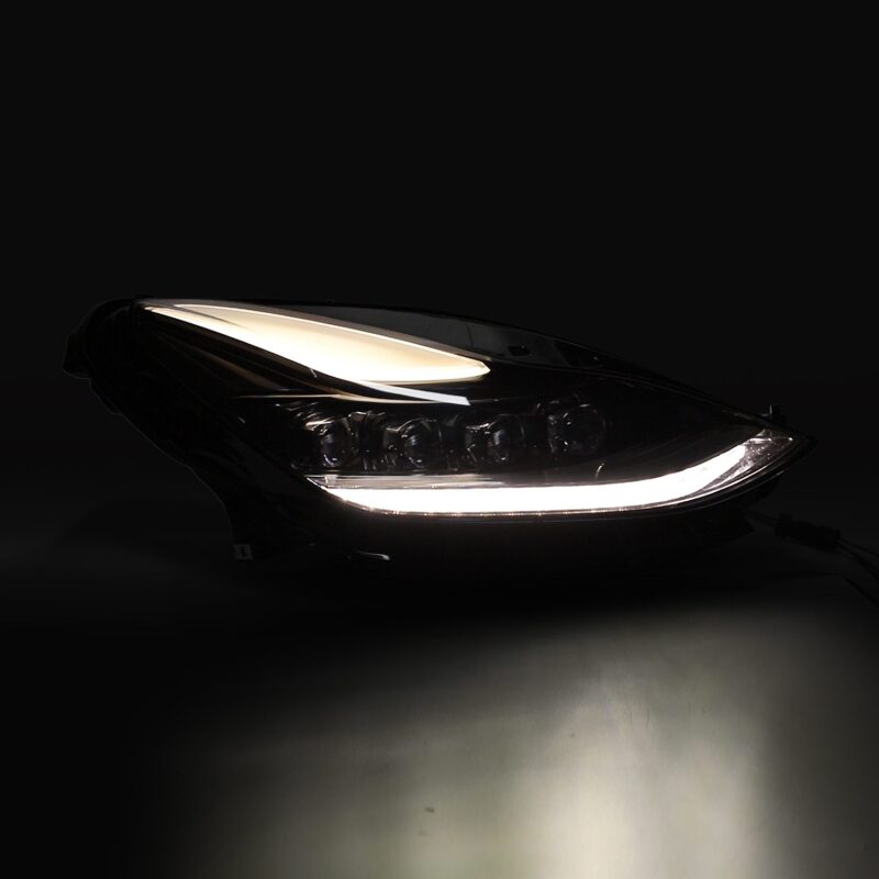 AlphaRex 17-22 Tesla Model 3/20-23 Model Y NOVA LED Proj Headlights Alpha-Blk w/Actv Lgt & Seq.Sig - Burkken Auto Parts