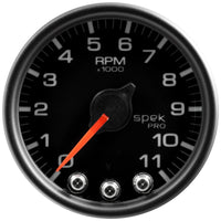 Autometer Spek-Pro Gauge Tach 2 1/16in 11K Rpm W/ Shift Light & Peak Mem Blk/Blk - Burkken Auto Parts