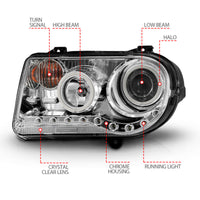 ANZO 2005-2010 Chrysler 300C Projector Headlights w/ Halo Chrome (CCFL) G2 - Burkken Auto Parts
