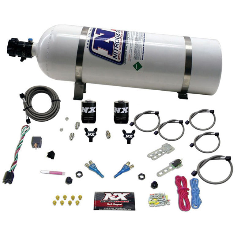 Nitrous Express Ford EFI Dual Nozzle Nitrous Kit (100-300HP) w/15lb Bottle - Burkken Auto Parts