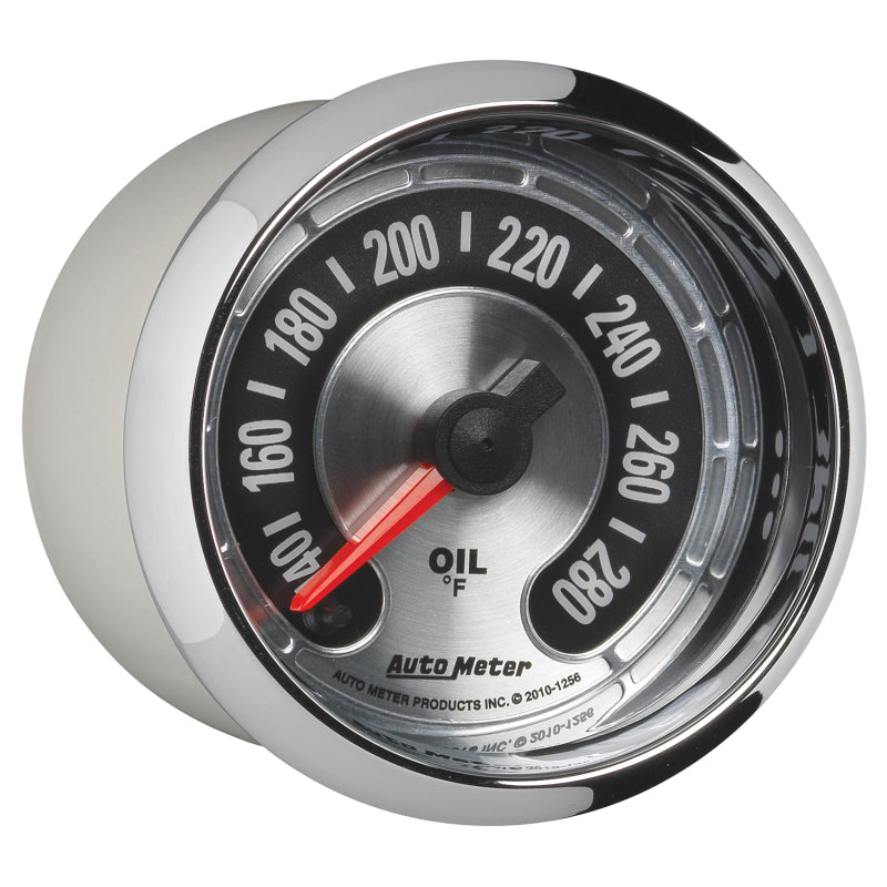 Autometer American Muscle 2-1/16in Full Sweep Electric Digital Stepper 140-280 Deg F Oil Temp Gauge - Burkken Auto Parts