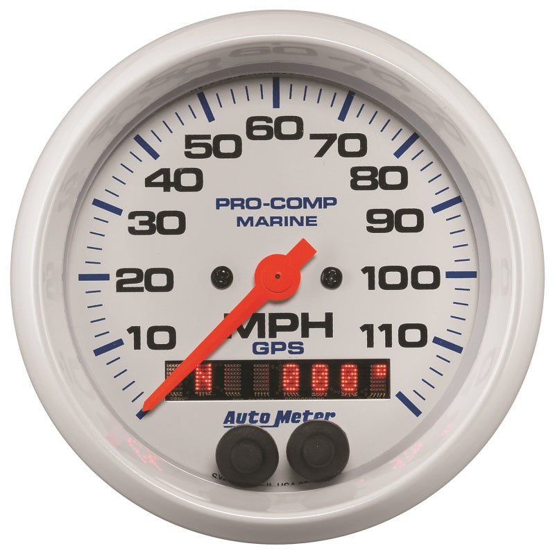 Autometer Gauge GPS Speedometer 3-3/8in 120 MPH Marine White Gauge - Burkken Auto Parts