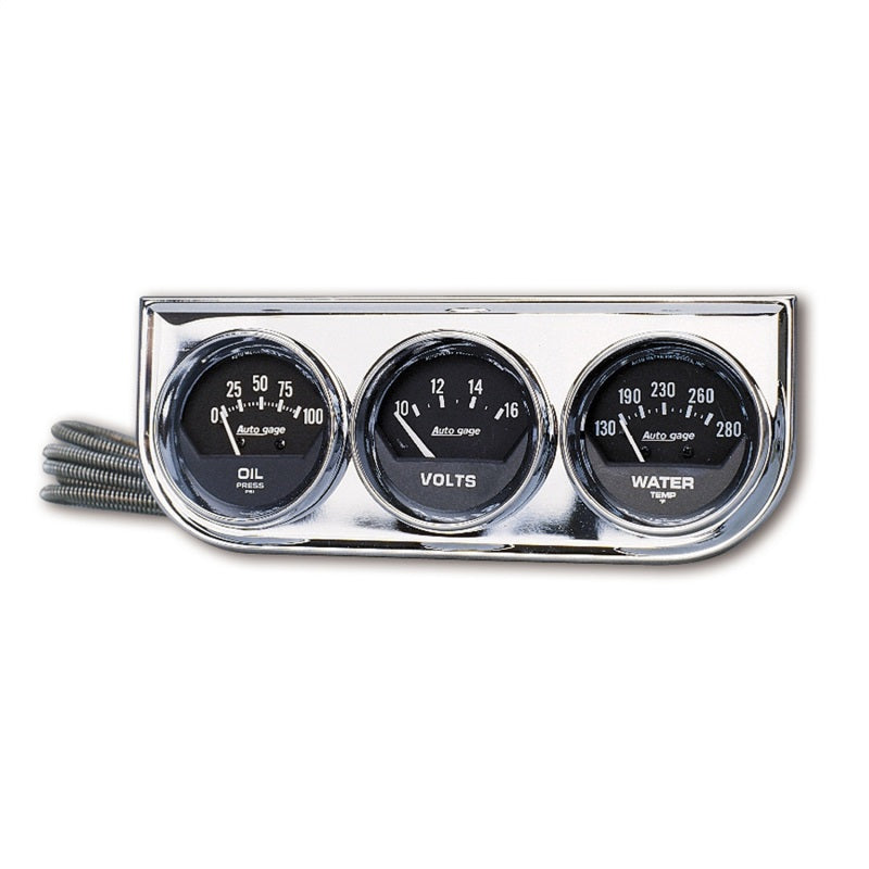 Autometer AutoGage 3-Gauge Console 52.4mm Mech 0-100 PSI Oil Press/ 10-16 V / 130-280 Deg Water Temp - Burkken Auto Parts