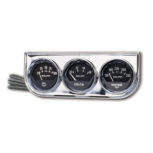 Autometer AutoGage 3-Gauge Console 52.4mm Mech 0-100 PSI Oil Press/ 10-16 V / 130-280 Deg Water Temp - Burkken Auto Parts