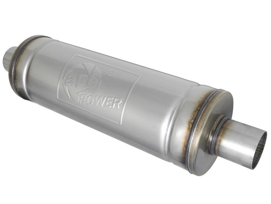 aFe MACH Force-Xp 409 SS Muffler 2.5in Center/Center 18in L x 6in Dia - Round Body - Burkken Auto Parts
