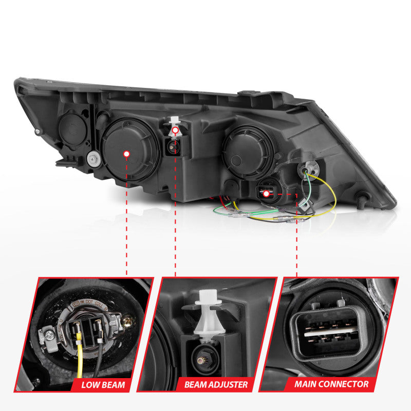 ANZO 2011-2013 Kia Sorento Projector Headlights w/ Halo Black (CCFL) - Burkken Auto Parts