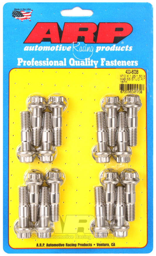 ARP M10 x 1.25/1.50 x 48 Stainless Steel 12pt Broached Stud Kit (16/pkg) - Burkken Auto Parts