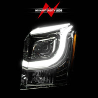 ANZO 2015-2017 GMC Yukon XL Projector Headlights W Lightbar - Chrome/Amber - Burkken Auto Parts