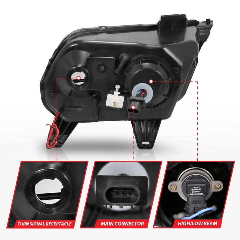 ANZO 2010-2014 Ford Mustang Projector Headlights w/ Halo Black (CCFL) - Burkken Auto Parts