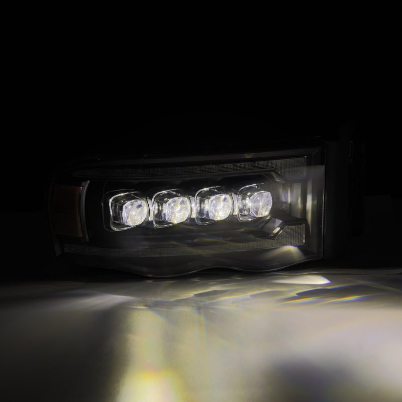 AlphaRex 02-05 Dodge Ram 1500 NOVA LED Proj Headlights Plank Style Blk w/Activ Light/Seq Signal - Burkken Auto Parts