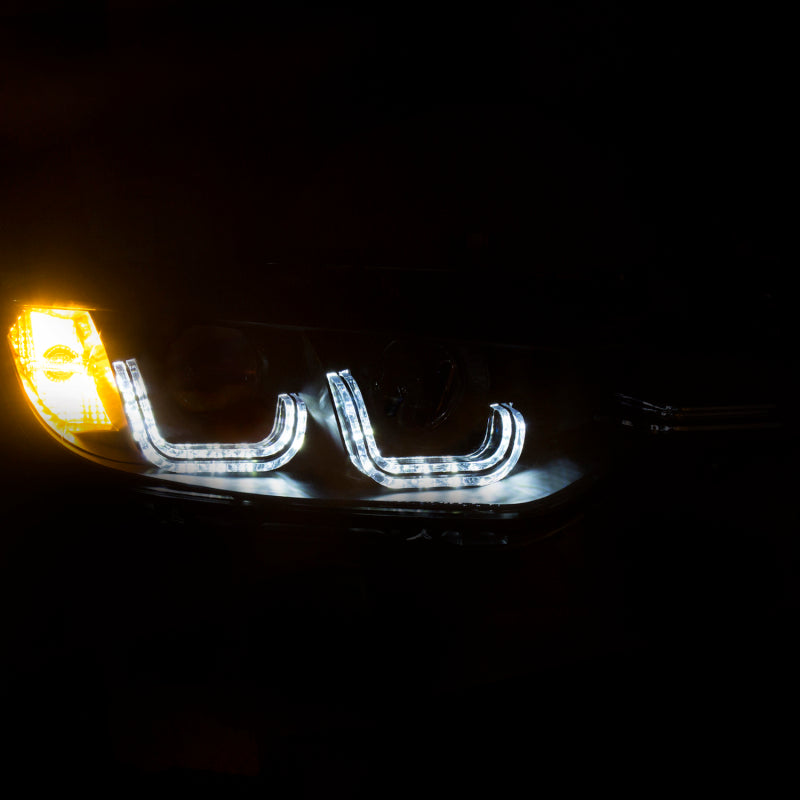 ANZO 2012-2015 BMW 3 Series Projector Headlights w/ U-Bar Black - Burkken Auto Parts