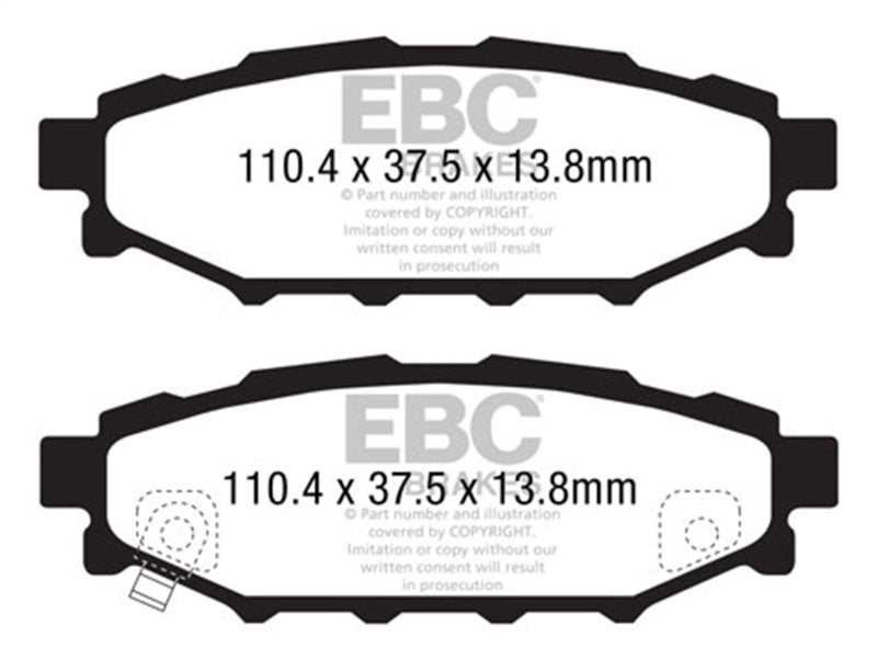 EBC 12+ Subaru BRZ 2.0 (solid rear rotors) Redstuff Rear Brake Pads - Burkken Auto Parts