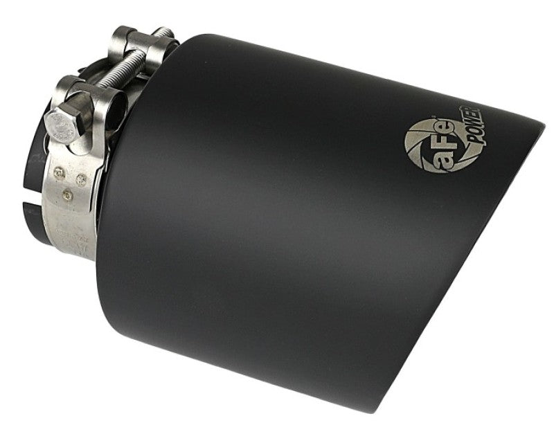 aFe Takeda 304 SS Clamp-On Exhaust Tip 2.5in. Inlet / 4.5in. Outlet / 7in. L - Black - Burkken Auto Parts