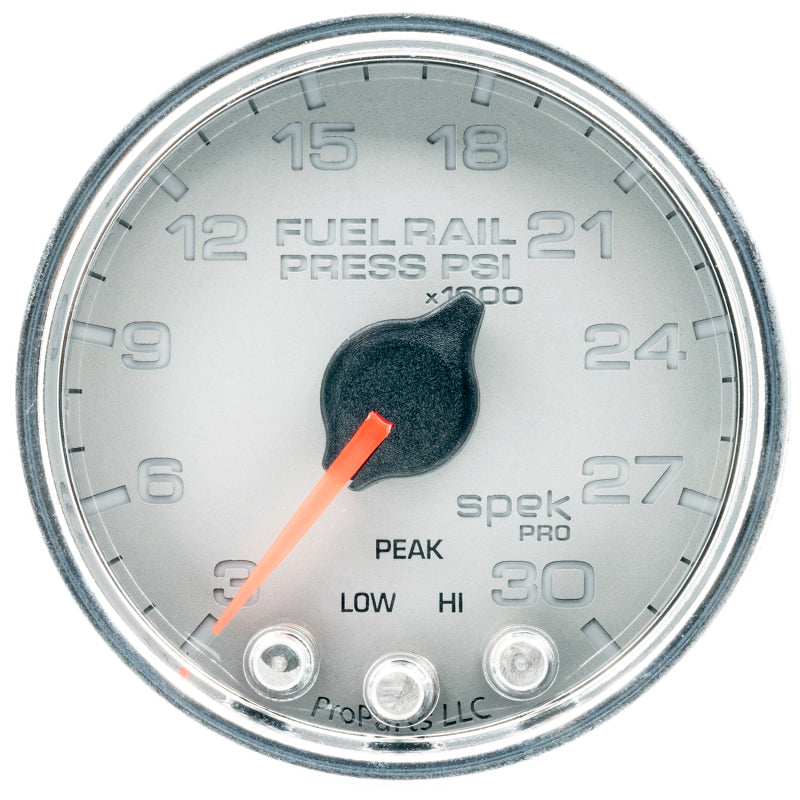 Autometer Spek-Pro Gauge Rail Press 2 1/16in 30Kpsi Stepper Motor W/Peak & Warn Slvr/Chrm - Burkken Auto Parts