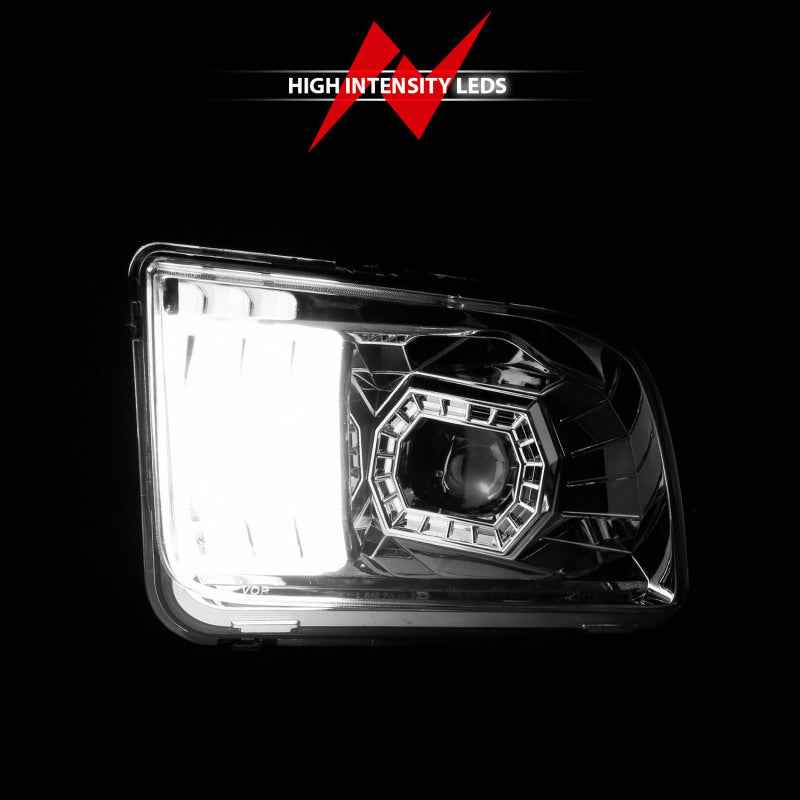 ANZO 05-09 Ford Mustang (w/Factory Halogen HL Only) Projector Headlights w/Light Bar Chrome Housing - Burkken Auto Parts