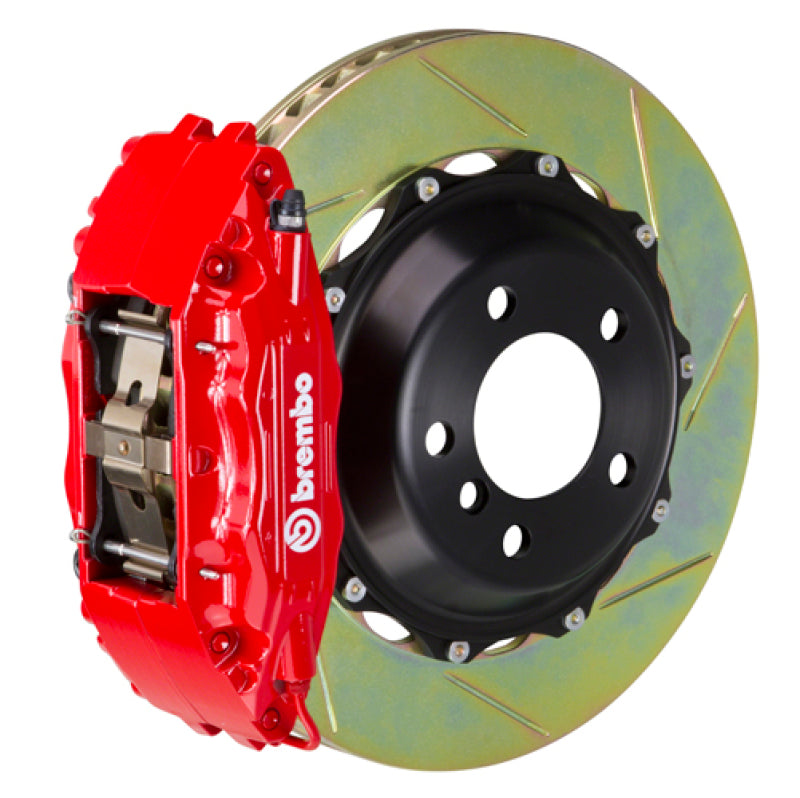 Brembo 01-07 V70/V70R/01-09 S60/S60R Fr GT BBK 4 Piston Cast 2pc 332x32 2pc Rotor Slotted Type1-Red - Burkken Auto Parts