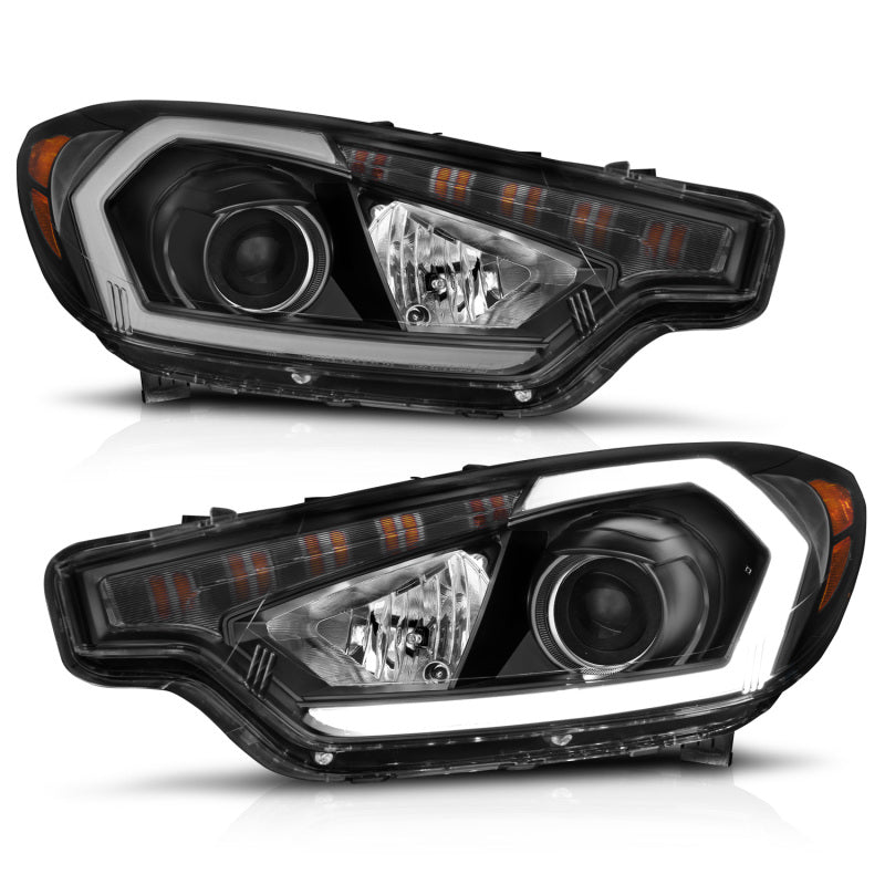 ANZO 2014-2016 Kia Forte Projector Headlights w/ Light Bar Black Housing w/ DRL - Burkken Auto Parts