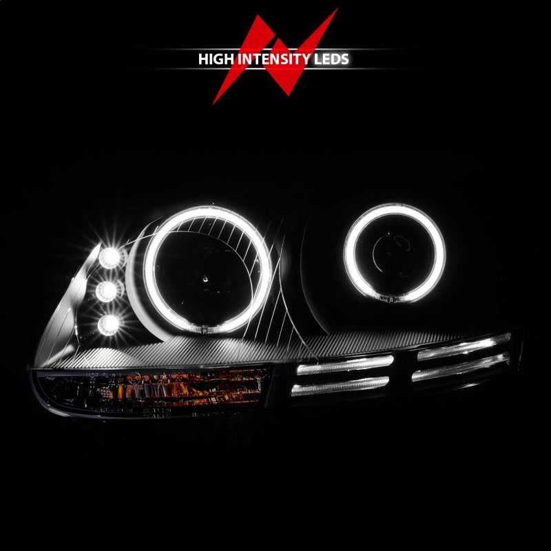ANZO 2006-2009 Volkswagen Rabbit Projector Headlights w/ Halo Black (CCFL) - Burkken Auto Parts